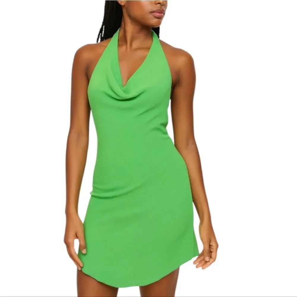 See You Monday Los Angeles Green Halter Mini Dress – Size Small
